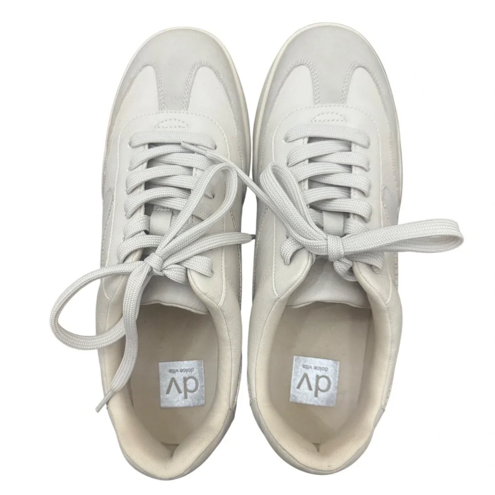 DV Dolce Vita‎ Voyage White Leather Suede Lace Up Sneakers Women's Size 9.5